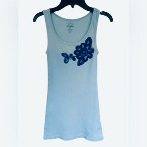 Old Navy Long Layering Ribbed Women's Floral Blue Tank Top Size XS Y2K